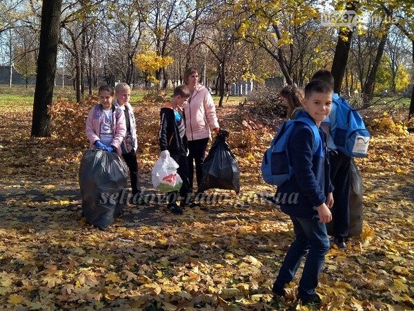  Благодаря гимназистам городской парк Селидово стал значительно чище, фото-1