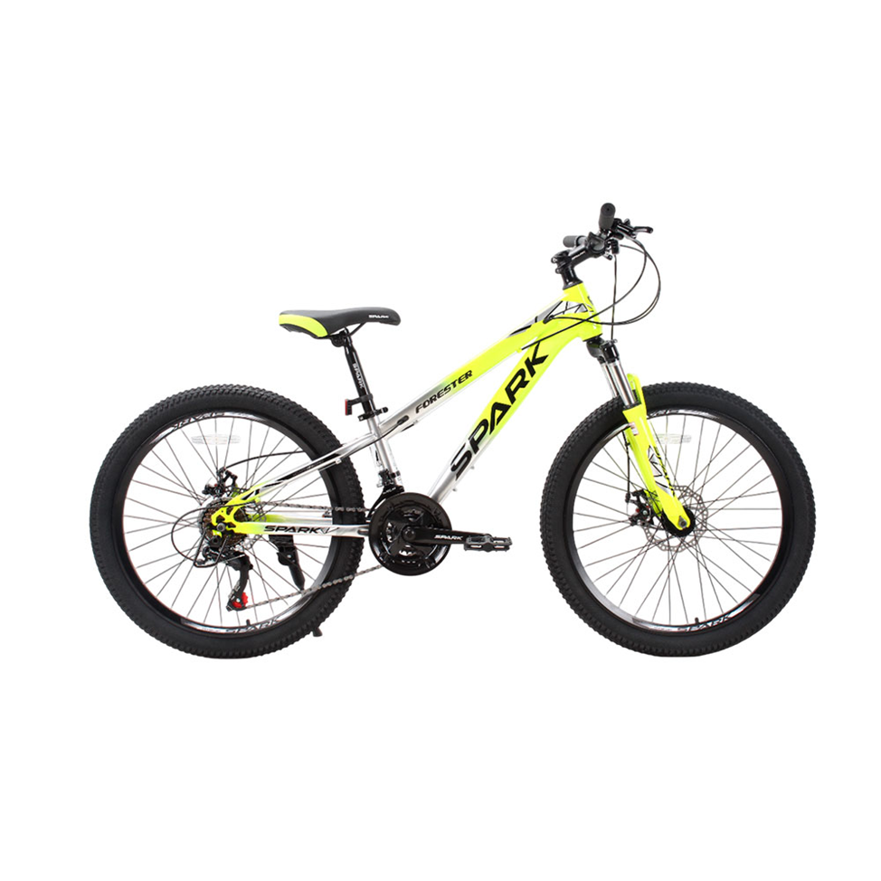 Підлітковий велосипед SPARK FORESTER JR. з колесами 24 дюйми, сталева рама 11 дюймів, жовтого кольору з сірими акцентами