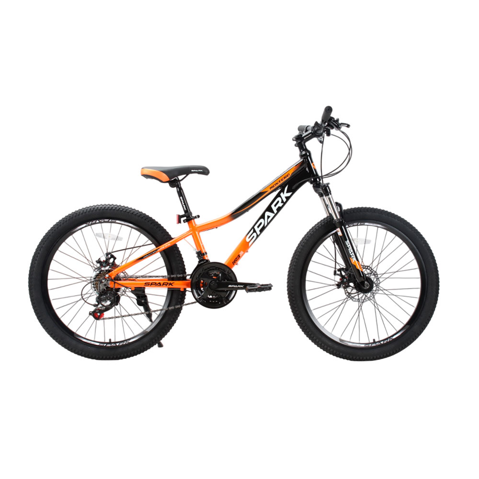 Підлітковий велосипед SPARK MONTERO JR. з колесами 24 дюйми, алюмінієва рама 11 дюймів, яскраво-оранжевого кольору з чорними акцентами